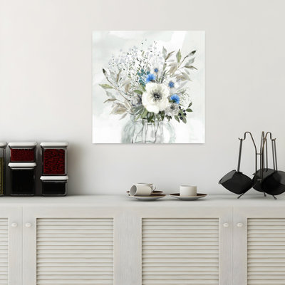 Charming Blues II Delicate Elegant Ethereal Flower Landscape Wall Art