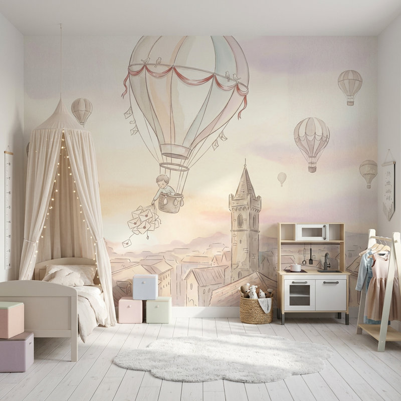 Papier peint montgolfière amovible, 120 po x 96 po, Non tissé