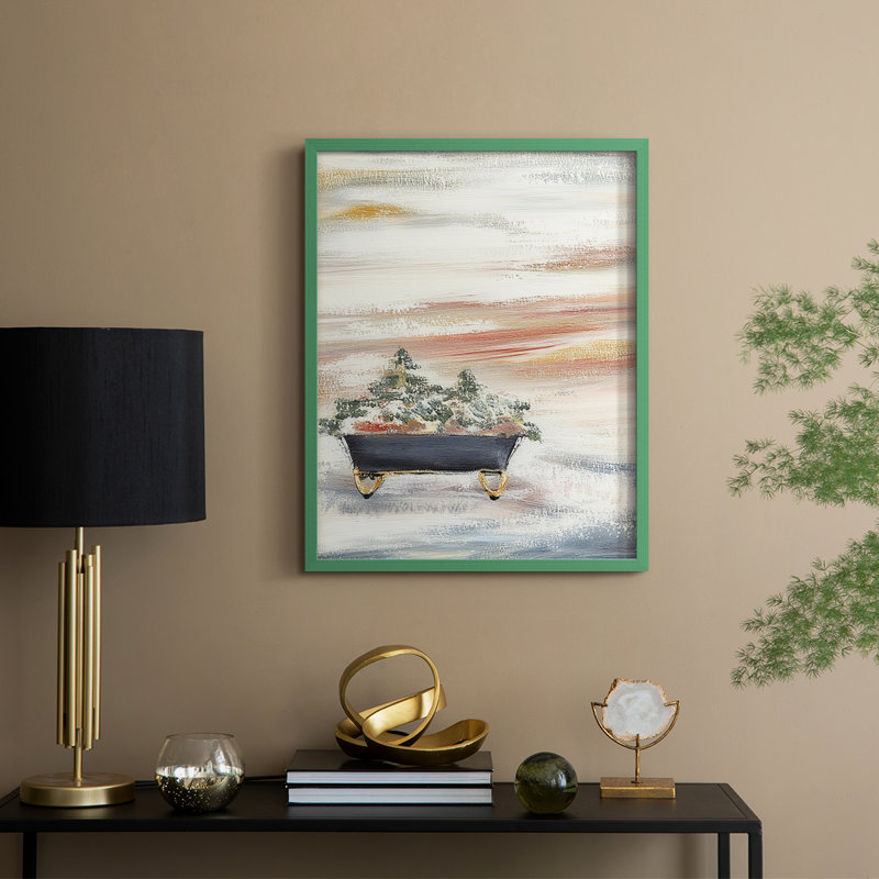«Christmas Holiday Art CCXLII», reproduction d'art encadrée - bois massif, H 11 po x l 9 po, Vert
