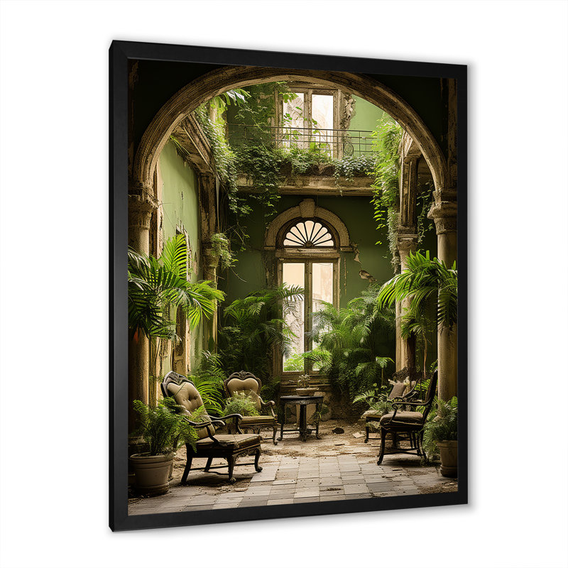 Cuba Colonail Charm Oasis sur impression sur toile, Cadre simple noir, H 32 po x l 24 po x P 1 po