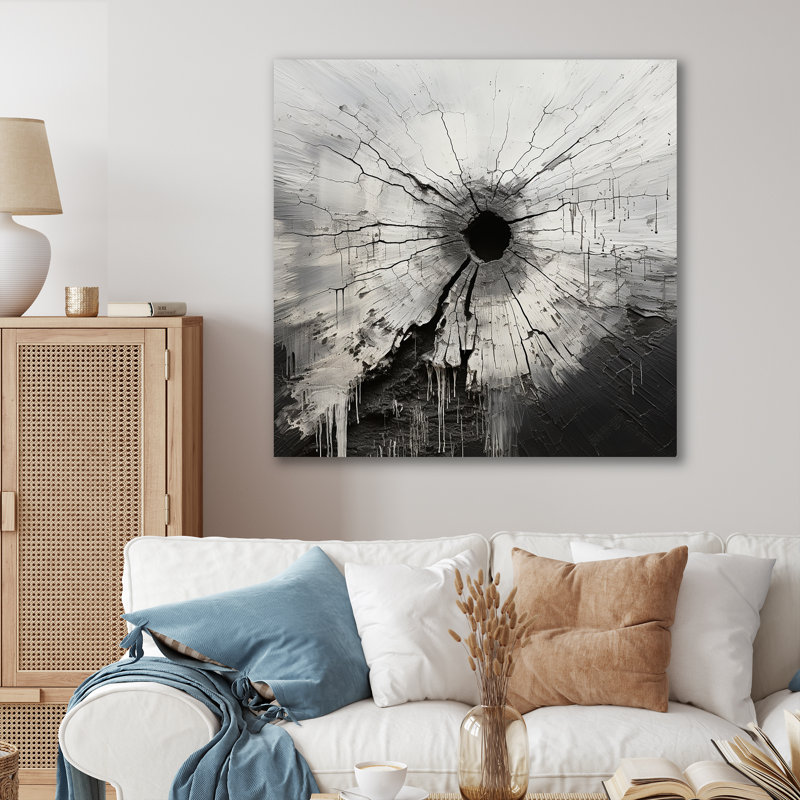 Minimalisme, trou blanc et noir sur toile, Toile tendue, H 36 po x l 36 po