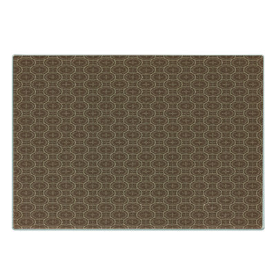 Ambesonne Earth Tones Tempered Glass Cutting Board Classic Round Rings Brown and Beige