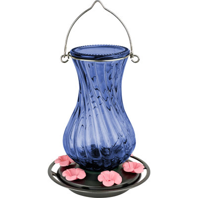 Nature's Way Nature's Way Perfect Pitcher Antique Glass Gravity Hummingbird Feeder 32 oz, Blue