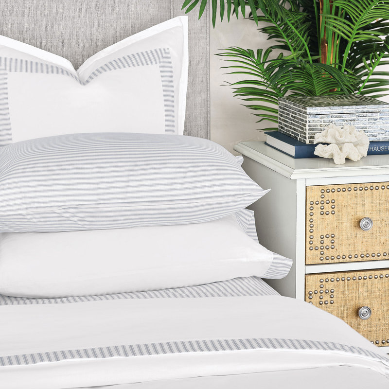 Taie d'oreiller Blass Ticking par Alexa Hampton, Brume, Taie d’oreiller standard