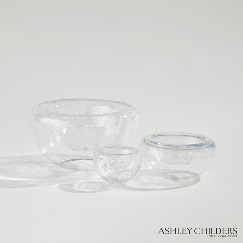 Double Take Bowl-Clear Seeded-Med, 4" H x 6" W x 6" D