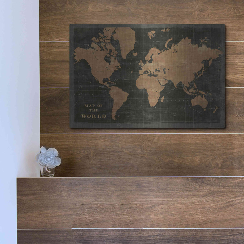 «World Map Industrial» par Sue Schlabach - reproduction de dessin non encadrée, H 12 po x l 16 po x P 0,13 po