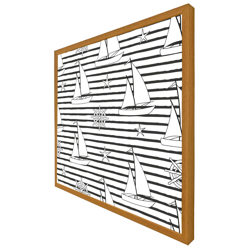 Arv Sailboats - Single Picture Frame Print, Black Framed, 41cm H x 41cm W x 4cm D