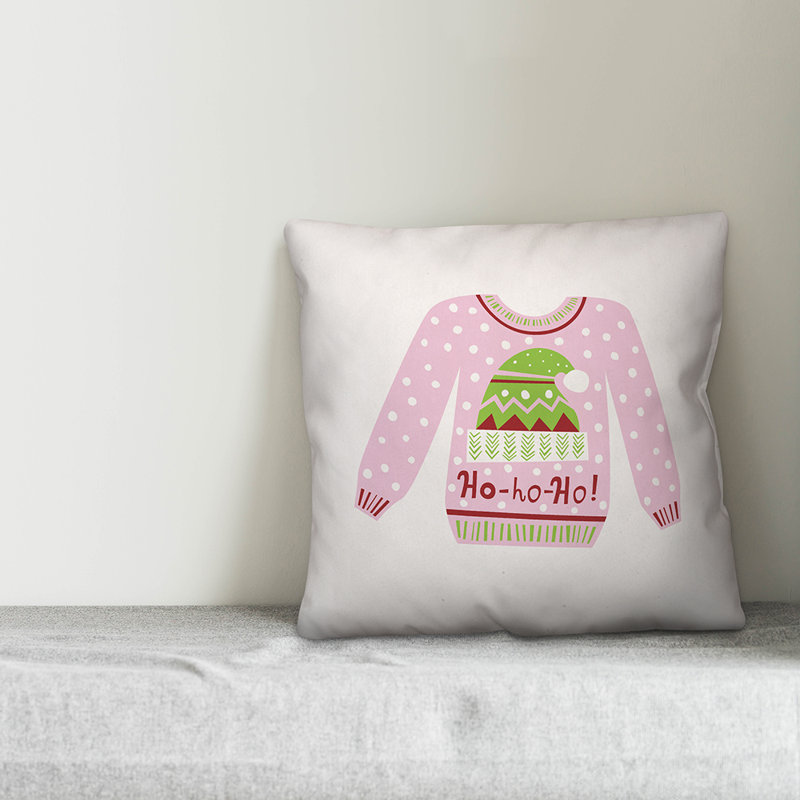  Coussin décoratif chandail de Noël moche, 18 po x 18 po, Housse de coussin seulement - Insert