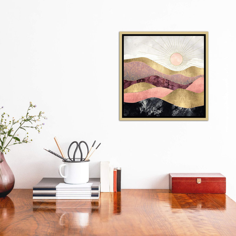 « rosé sun » par spacefrog designs-print, H 37 po x l 37 po x P 1,5 po, Toile encadrée d'or