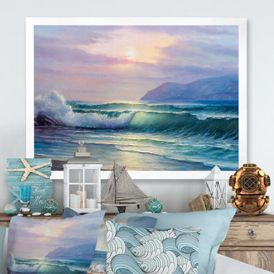 " Beautiful Ocean Sunset And Waves "