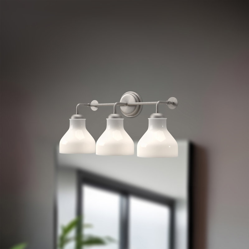 Westlake Brushed Nickel 3-Light Vanity Light with Opal Glass