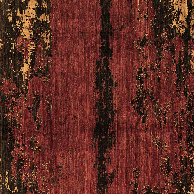Tapis en laine / polyester tissé à la machine à imprimé animal en brun / noir, Carré 8 pi