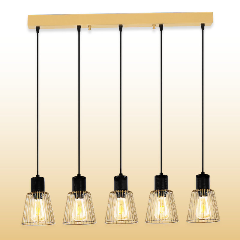 Luminaire suspendu pour îlot de cuisine 5 lumières à hauteur réglable