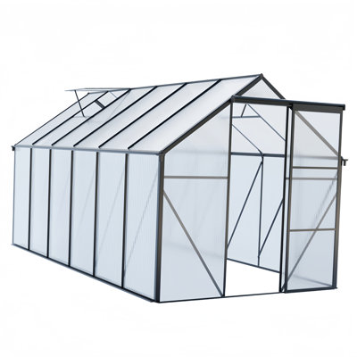 6X12Ft Polycarbonate Greenhouse Raised Base And Anchor Aluminum Heavy Duty Walk-In Greenhouses For Outdoor Backyard In All Season