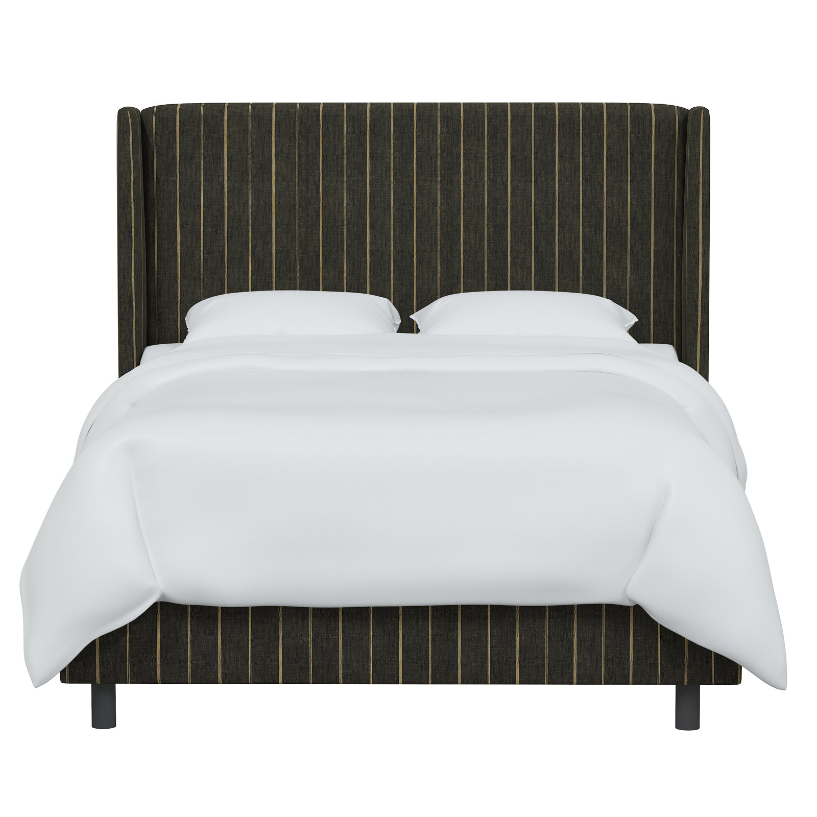 Tilly Upholstered Wingback Bed, Fritz Peppercorn Stripe, Full
