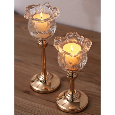 10.43'' H Glass Tabletop Candlestick