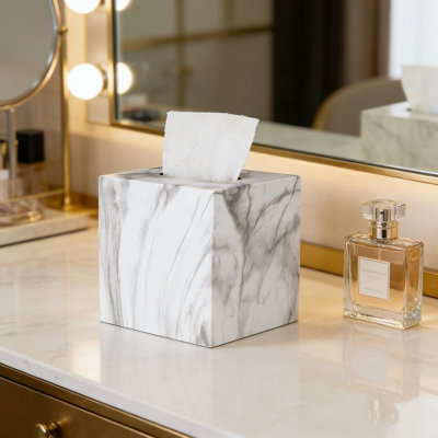 Modern Magnetic Tissue Box Cover With Base Plate - Secure Anti-Slip Holder For Bathroom Vanity, Bedroom Dresser, Office Desk, And Nightstand