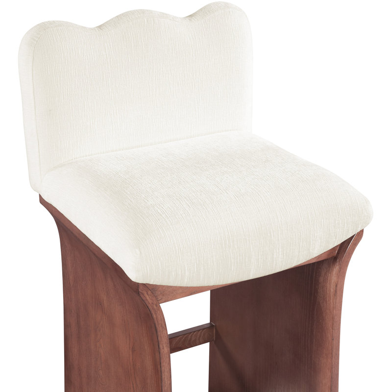 Tabouret de comptoir Shaw Cassady, Tissu chenille crème, Brun
