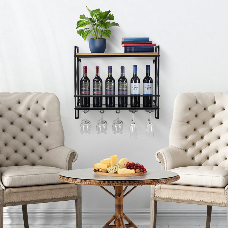 Support à verres à vin mural noir