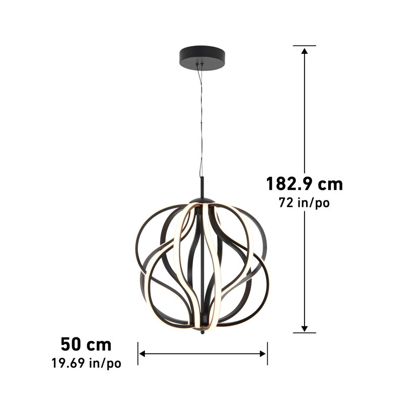 1 - Light LED Pendant, Black