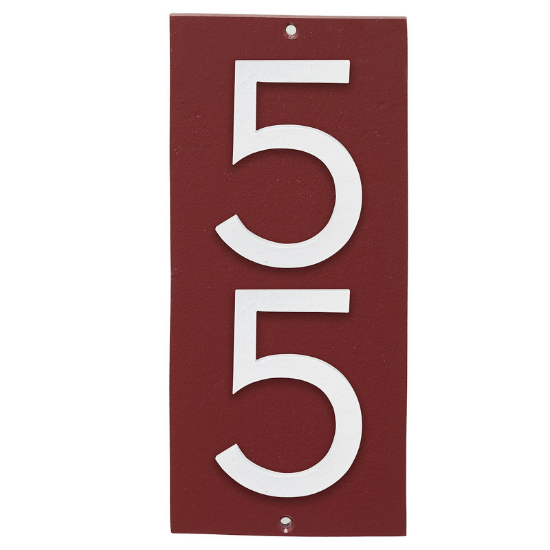 Plaque d’adresse murale sur 1 ligne flottante, Rouge brique, Blanc, Oui