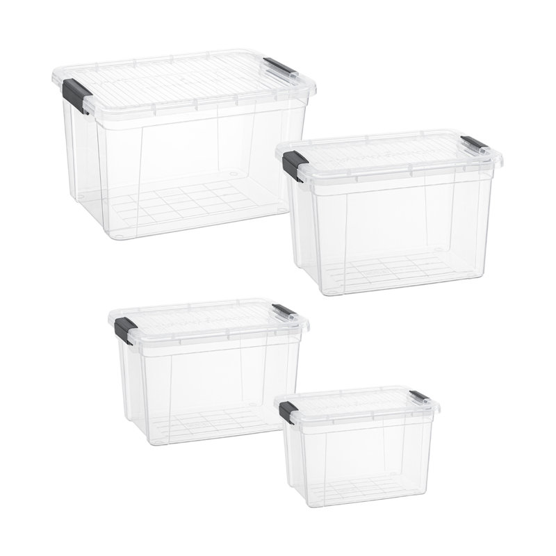  Bac de rangement transparent avec couvercle, boîte de rangement en X
