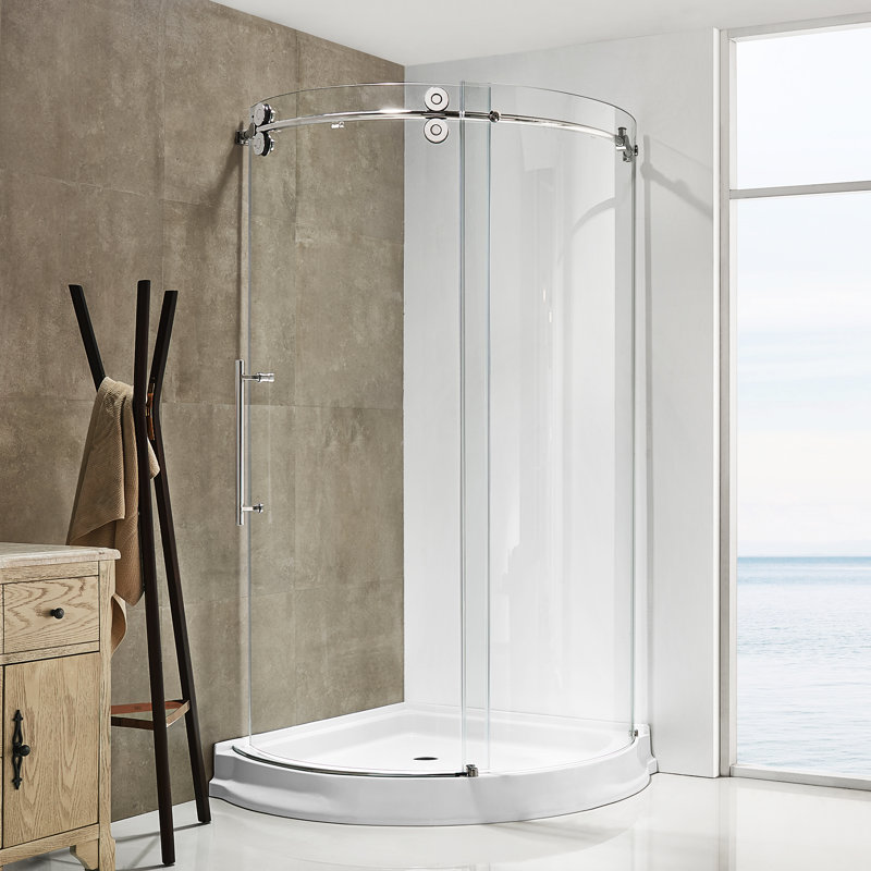 40'' W x 79'' H Frameless Sliding Clear Glass Shower Door with Chrome Finish