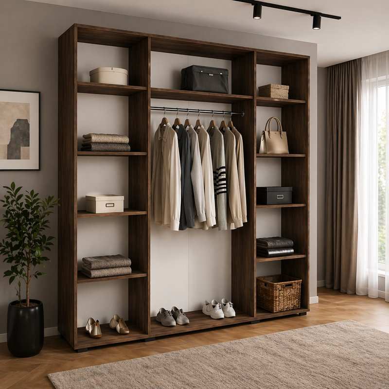 Mahpiya 3 Door Wardrobe, Walnut/White