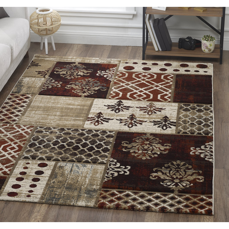 Tapis intérieur / extérieur beige Patchwork