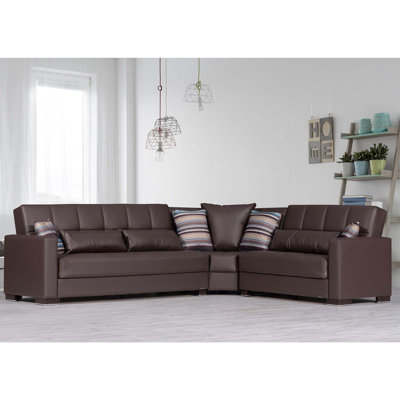 PrimeNest NimbusFlow Collection Upholstered Convertible Sectional with Storage