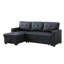 Canapé modulaire rembourré avec méridienne et canapé-lit, revêtement en similicuir noir, rangement