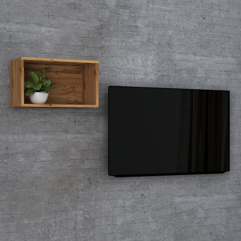 Servete Floating Shelf, Brown, white and pink