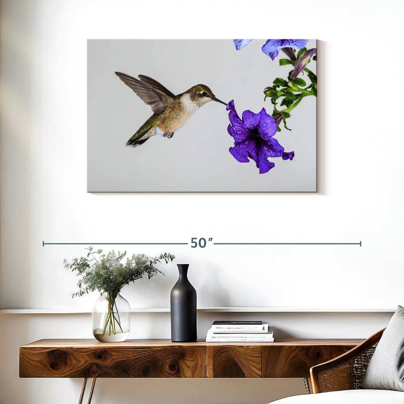 Colibri fleur mauve Brampt, H 24 po x l 36 po