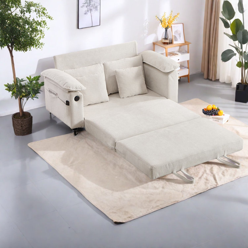 Extendable Sofas, 58 Inch Chenille Modern Compact Sleeper For Home