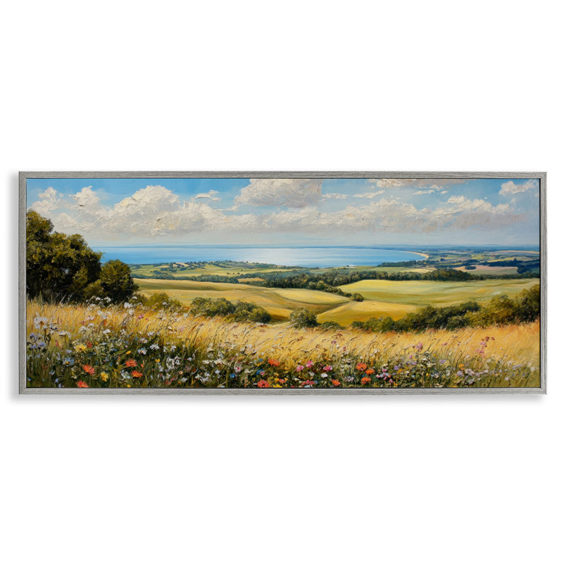 In the Distance Landscape, estampe numérique, conception de Petal Prints Design, Estampe numérique Farmhouse