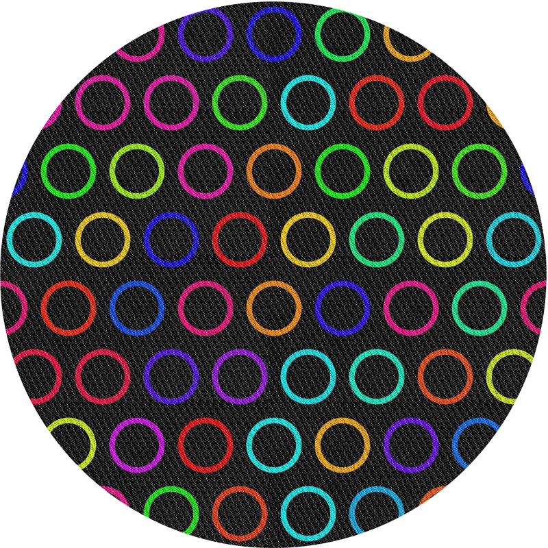 Tapis rouge/bleu/vert à motif, Rond 5 pi