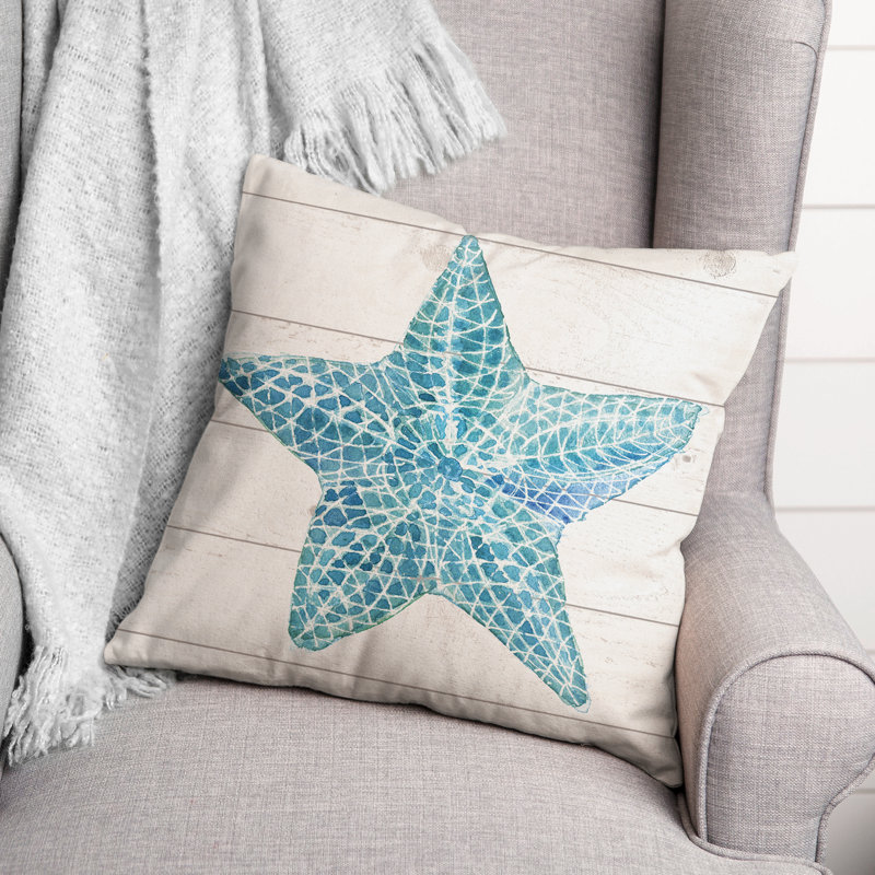  Housse et insert de coussin étoile de mer, Bleu