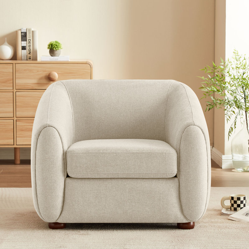 Fauteuil rembourré 36,6 pouces, Sergé de polyester blanc fumé