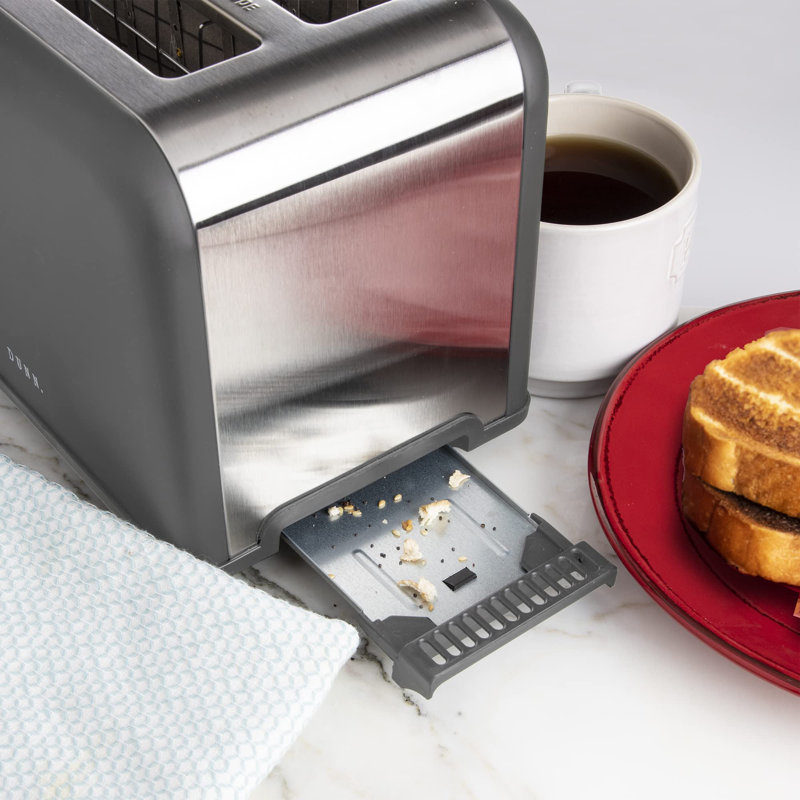Grille-pain carré en acier inoxydable 2 tranches, Gris
