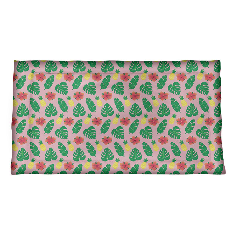 Taie décorative à motif tropical noir Katelyn Elizabeth - Microfibre, Microfibre, Simple standard, Rose