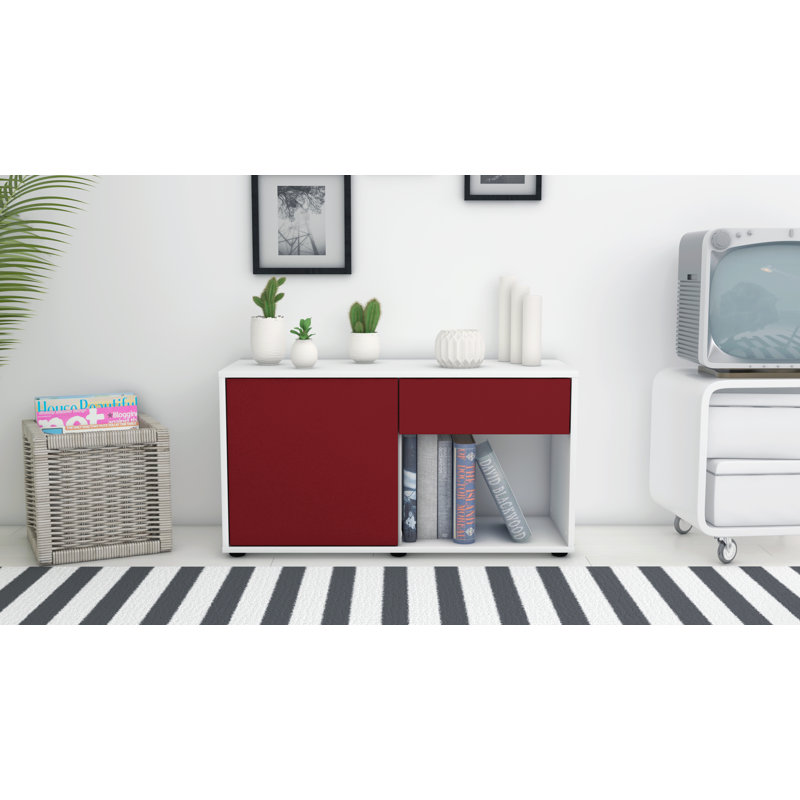 Keyon 92 cm W Chest of Drawers, Red / Matte White