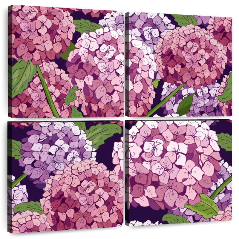 Hortensias roses et mauves Harnek, H 18 po x l 18 po