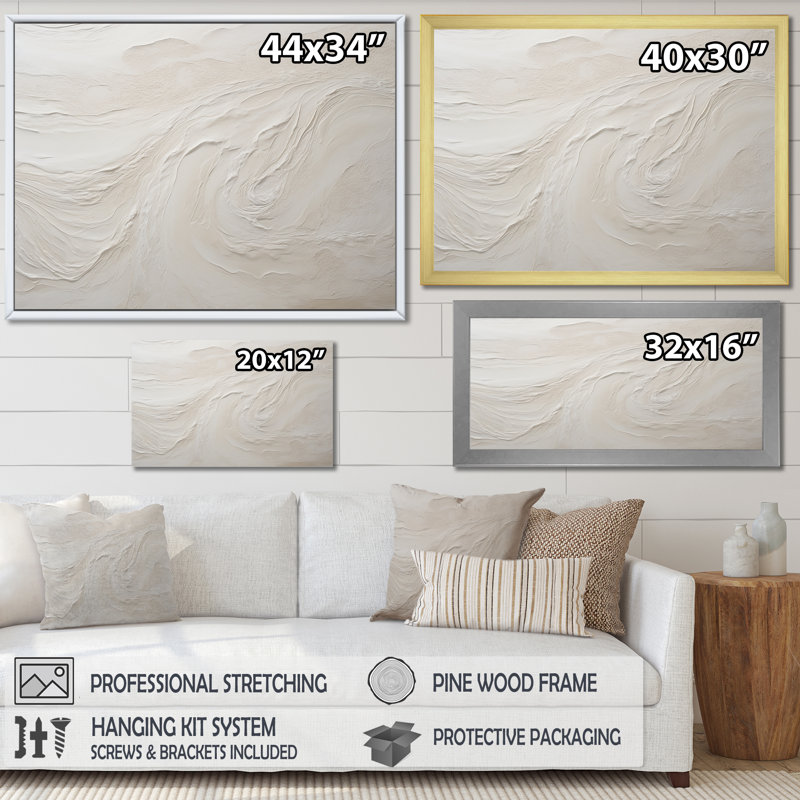 «Modern Beach Beige Sand Charm I», impression sur toile de bord de mer, impression sur toile, Impression encadrée, Argent