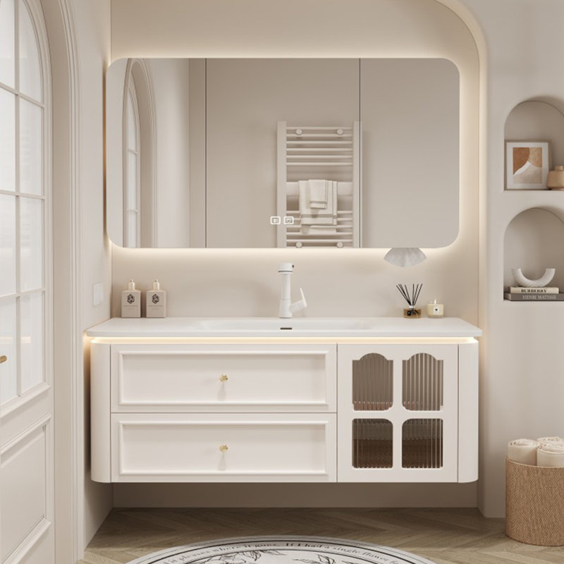 Armoire de salle de bain simple de style français, H 19,69 po x l 51,18 po x P 19,69 po