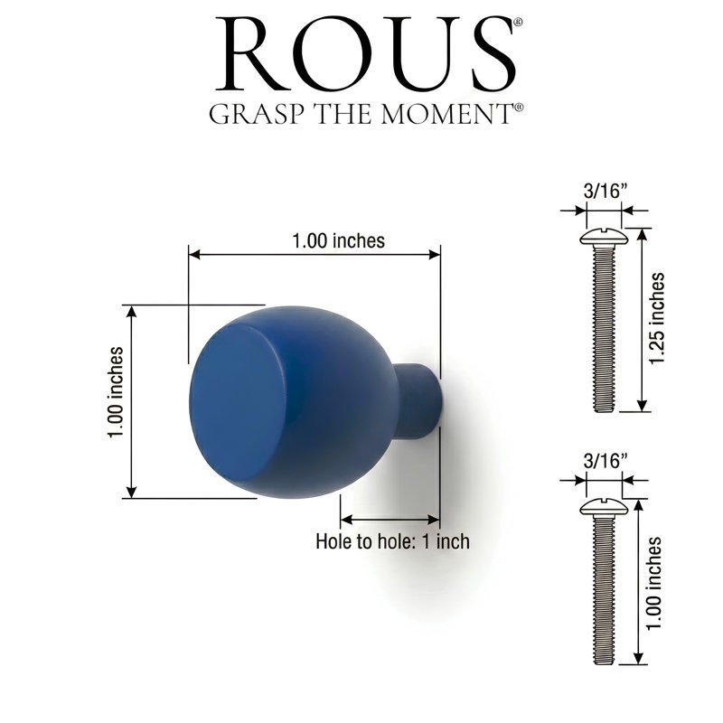 ROUS Hardware Mid Century Modern Sphere Knob, Polo (Navy Blue)