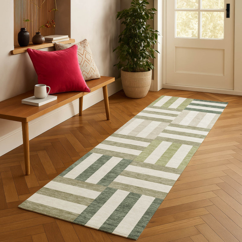 Machine Washable Indoor/Outdoor Aten ACN2332 Geometric Rug, Runner 2'3" x 7'6"