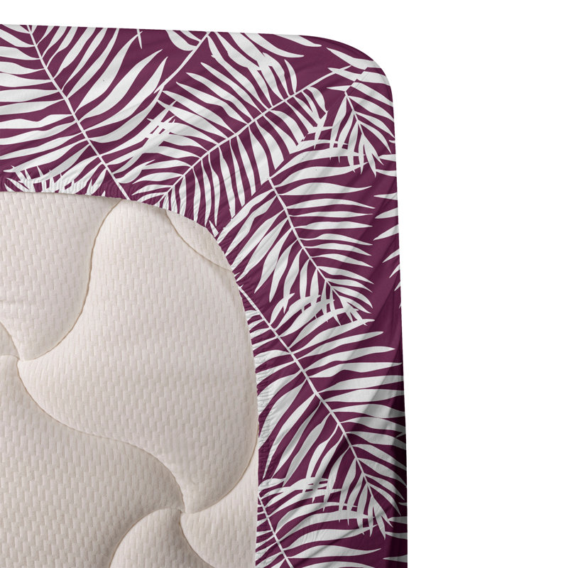 Ensemble de draps à motif de feuilles de palmier 4 pièces Ambesonne, Ensemble de draps pour lit simple TG avec 1 taie d