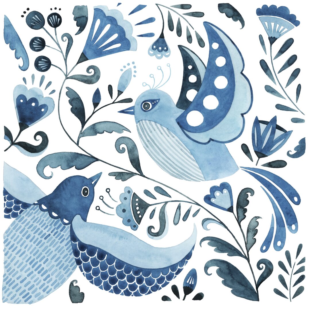 Leinwandbild Blue Bird Folk II von Grace Popp