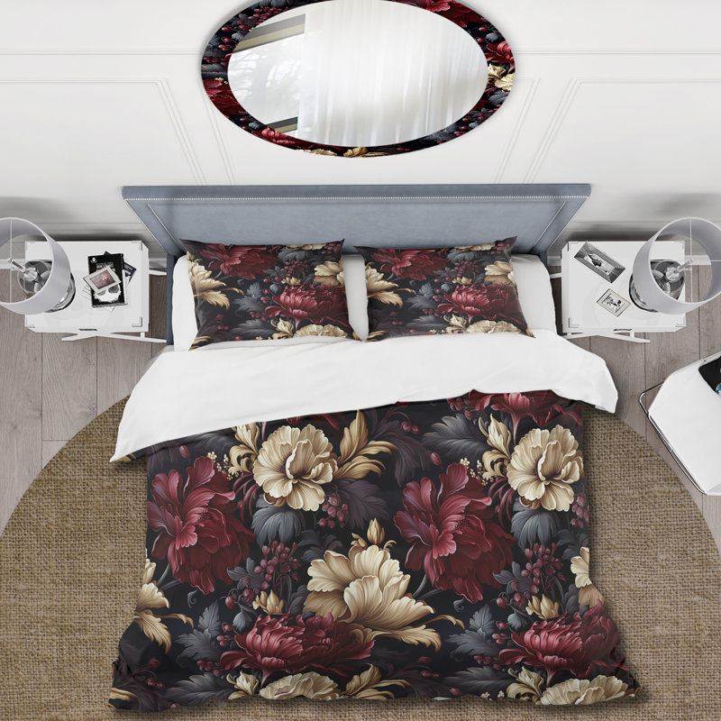 Literie Renaissance Revival Victorian, Housse de couette simple + 1 taie décorative stan
