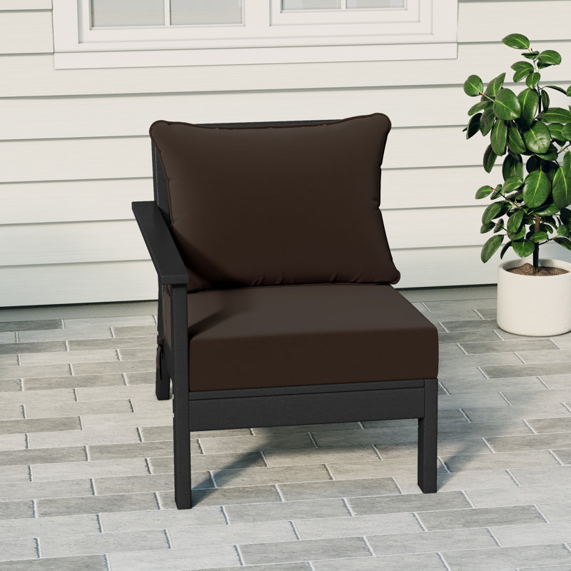 Deep Seating Left Arm Chair With Cushions, Black, Brown